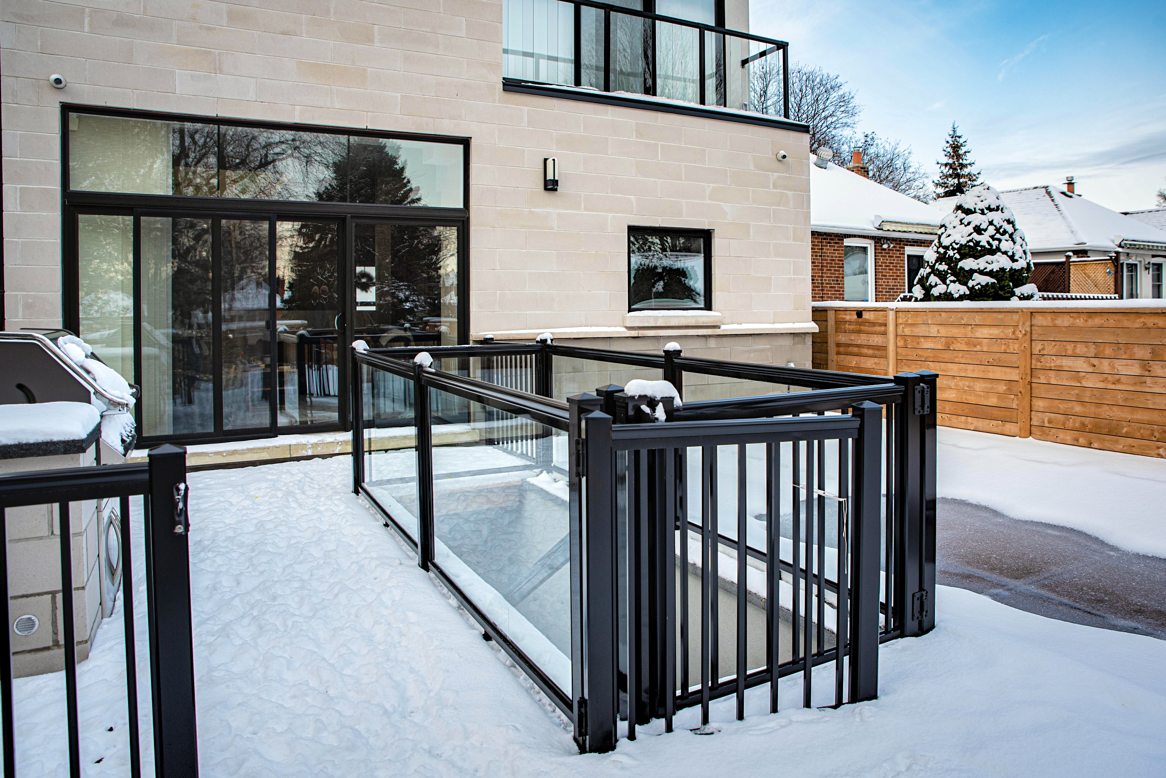 Featured central skylight well.